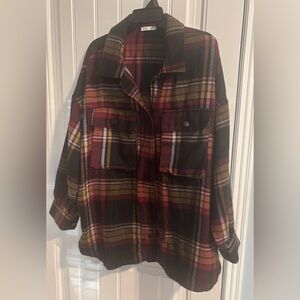 #0014 NWT DEX XL Plum Plaid Shacket